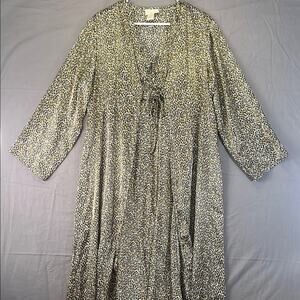 Inner Most 2 Piece Leopard Print Long Sleeve Robe Sleeveless Gown Floor Length M